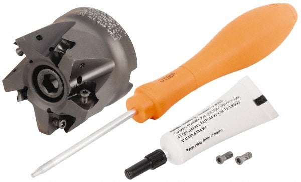 Kennametal - 5 Inserts, 2.4799" Cutter Diam, 0.059" Max Depth of Cut, Indexable High-Feed Face Mill - 0.867" Arbor Hole Diam, 1.969" High, KF2X Toolholder, WOEJ 0905.. Inserts, Series KenFeed 2X - Exact Tooling