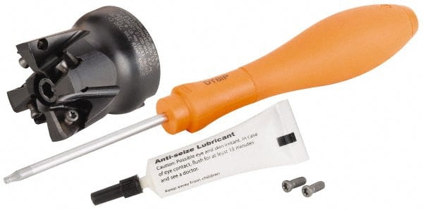 Kennametal - 4 Inserts, 1.5743" Cutter Diam, 0.059" Max Depth of Cut, Indexable High-Feed Face Mill - 0.867" Arbor Hole Diam, 1.575" High, KF2X Toolholder, WOEJ 0905.. Inserts, Series KenFeed 2X - Exact Tooling