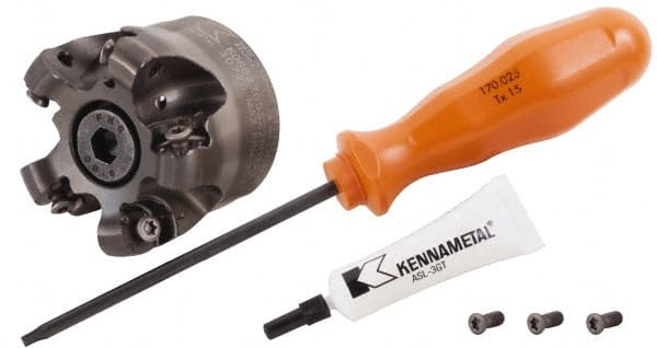 Kennametal - 63mm Cut Diam, 6mm Max Depth, 22mm Arbor Hole, 6 Inserts, RN.J 1204... Insert Style, Indexable Copy Face Mill - KDR Cutter Style, 40mm High, Through Coolant, Series Rodeka - Exact Tooling