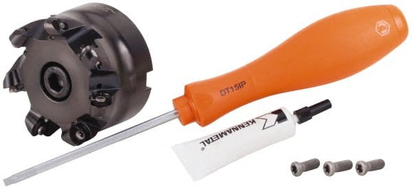 Kennametal - 76.2mm Cut Diam, 6.35mm Max Depth, 1" Arbor Hole, 7 Inserts, RP.T 43.. Insert Style, Indexable Copy Face Mill - KSRM Cutter Style, 24,400 Max RPM, 50mm High, Series KSRM - Exact Tooling