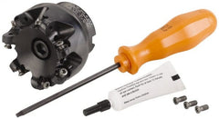 Kennametal - 66mm Cut Diam, 3mm Max Depth, 27mm Arbor Hole, 7 Inserts, RN.J 1204... Insert Style, Indexable Copy Face Mill - KDR Cutter Style, 27,260 Max RPM, 50mm High, Through Coolant, Series Rodeka - Exact Tooling