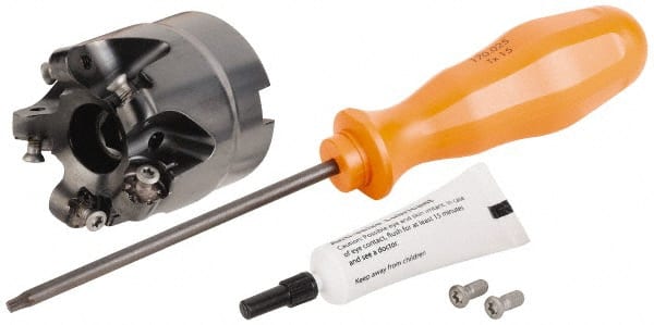 Kennametal - 63mm Cut Diam, 3mm Max Depth, 22mm Arbor Hole, 5 Inserts, RN.J 1204... Insert Style, Indexable Copy Face Mill - KDR Cutter Style, 27,910 Max RPM, 50mm High, Through Coolant, Series Rodeka - Exact Tooling