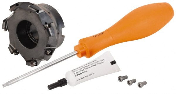 Kennametal - 101.6mm Cut Diam, 6mm Max Depth, 1-1/4" Arbor Hole, 7 Inserts, RP.T 1204... Insert Style, Indexable Copy Face Mill - BMD400 Cutter Style, 23,800 Max RPM, 2 High, Through Coolant, Series KSRM - Exact Tooling