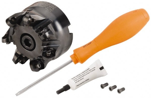 Kennametal - 76.2mm Cut Diam, 8mm Max Depth, 1" Arbor Hole, 7 Inserts, RP.T 1605... Insert Style, Indexable Copy Face Mill - BMD300 Cutter Style, 19,800 Max RPM, 2 High, Through Coolant, Series KSRM - Exact Tooling