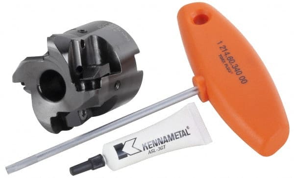 Kennametal - 50mm Cut Diam, 6.33mm Max Depth, 16mm Arbor Hole, 4 Inserts, RP.N 1204... Insert Style, Indexable Copy Face Mill - KSSR Cutter Style, 16,340 Max RPM, 50mm High, Through Coolant, Series KSSR-RP - Exact Tooling