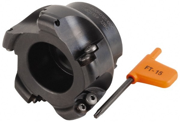 Kennametal - 80mm Cut Diam, 6mm Max Depth, 27mm Arbor Hole, 7 Inserts, RD.X 12T3... Insert Style, Indexable Copy Face Mill - 50mm High, Series KDM - Exact Tooling