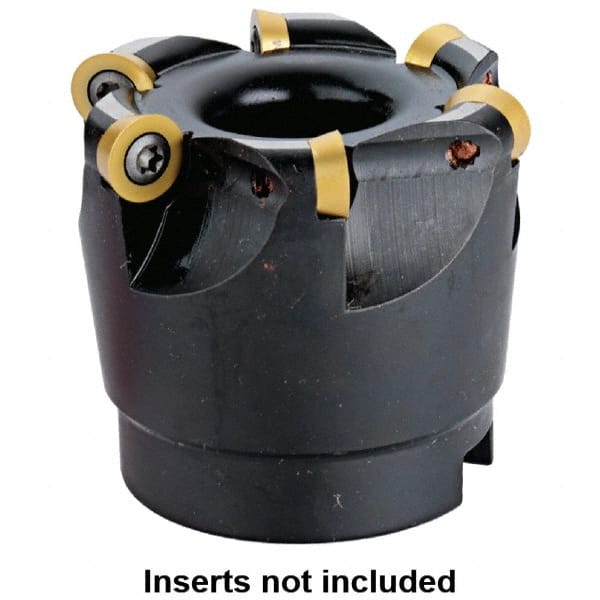 Kennametal - 52mm Cut Diam, 5mm Max Depth, 22mm Arbor Hole, 6 Inserts, RD.. 1003... Insert Style, Indexable Copy Face Mill - 50mm High, Series KDM - Exact Tooling