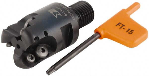 Kennametal - 25mm Cutting Diam, 63/64" Max Depth of Cut, Modular Connection Indexable Copy End Mill - 3 Inserts, RD.X 1003.. Insert - Exact Tooling