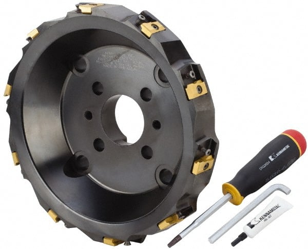 Kennametal - 10 Inserts, 12" Cut Diam, 2-1/2" Arbor Diam, 25.45mm Max Depth of Cut, Indexable Square-Shoulder Face Mill - 0/90° Lead Angle, 80mm High, LN.U 2210.. Insert Compatibility, Series MEGA90 - Exact Tooling