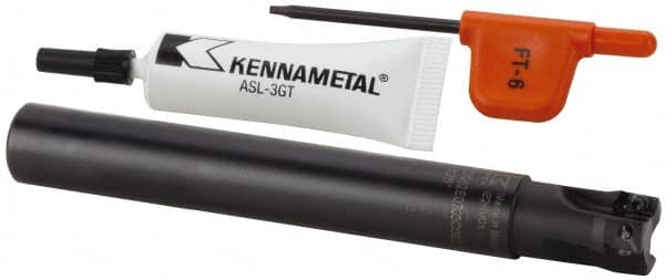 Kennametal - 16mm Cut Diam, 6.98mm Max Depth of Cut, 16mm Shank Diam, 100mm OAL, Indexable Square Shoulder End Mill - EDPT 0703.. Inserts, Cylindrical Shank, 0° Lead Angle, Through Coolant, Series Mill 1-07 - Exact Tooling