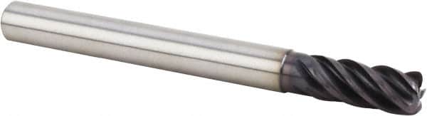 Kennametal - 12mm, 5 Flute, Single End, Solid Carbide, 1mm Corner Radius End Mill - 84mm OAL, 38° Helix, Right Hand Flute, 26mm LOC, Right Hand Cut, 36mm Extended Reach - Exact Tooling