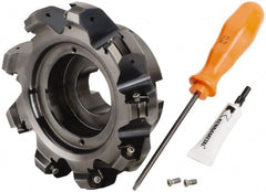 Kennametal - 9 Inserts, 5" Cutter Diam, 0.087" Max Depth of Cut, Indexable High-Feed Face Mill - 1-1/2" Arbor Hole Diam, 2.4" High, KSHR Toolholder, HNGJ 0905.. Inserts, Series Dodeka High-Feed - Exact Tooling