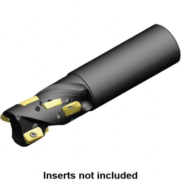 Kennametal - 25mm Cut Diam, 36.38mm Max Depth of Cut, 25mm Shank Diam, 105mm OAL, Indexable Square Shoulder Helical End Mill - ED.T 10T3.. Inserts, Cylindrical Shank, 0° Lead Angle, Through Coolant, Series Mill 1-10 - Exact Tooling