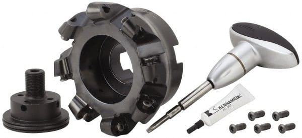 Kennametal - 127mm Cut Diam, 9.53mm Max Depth, 1-1/2" Arbor Hole, 8 Inserts, RCGX 64.. Insert Style, Indexable Copy Face Mill - KSRM Cutter Style, 10,900 Max RPM, 2-1/2 High, Through Coolant, Series Beyond Blast KSRM - Exact Tooling