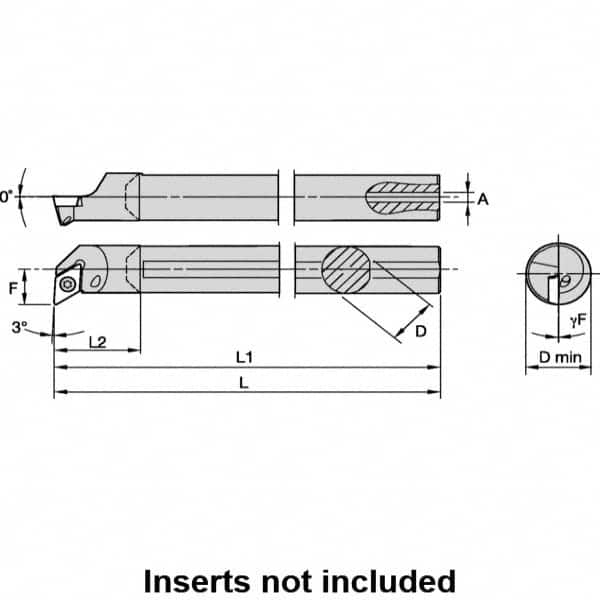 Kennametal - 16mm Min Bore Diam, 181.17mm OAL, 12mm Shank Diam, L-SDUP Indexable Boring Bar - 22.35mm Max Bore Depth, DP.. 070204 Insert, Screw Holding Method - Exact Tooling