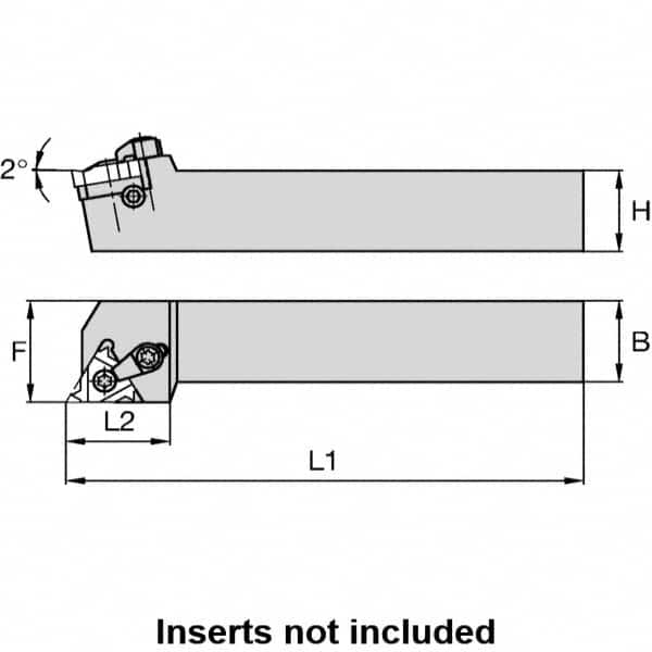 Kennametal - External Thread, Right Hand Cut, 32mm Shank Width x 32mm Shank Height Indexable Threading Toolholder - 170mm OAL, LT 22ER Insert Compatibility, LSS Toolholder, Series LT Threading - Exact Tooling