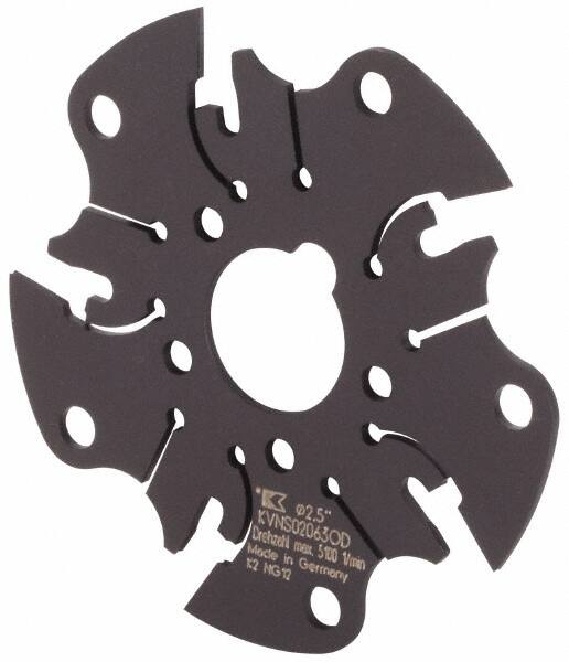 Kennametal - Arbor Hole Connection, 1/16" Cutting Width, 5/8" Depth of Cut, 2-1/2" Cutter Diam, 5/8" Hole Diam, 5 Tooth Indexable Slotting Cutter - KVNS Toolholder, OD 1063.. Insert - Exact Tooling