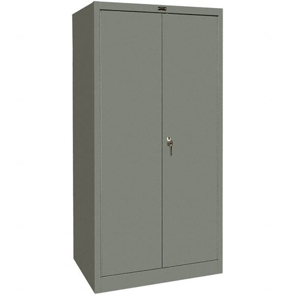 Hallowell - 4 Shelf Locking Storage Cabinet - Steel, 36" Wide x 18" Deep x 72" High, Gray - Exact Tooling