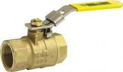 Milwaukee Valve - 1-1/4" Pipe, Large Port, Bronze Standard Ball Valve - 2 Piece, Threaded (NPT) Ends, Locking Lever Handle, 125 WOG, 150 WSP - Exact Tooling