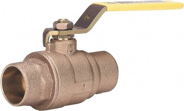 Milwaukee Valve - 1-1/2" Pipe, Large Port, Bronze Standard Ball Valve - 2 Piece, Solder Ends, Lever Handle, 600 WOG, 150 WSP - Exact Tooling