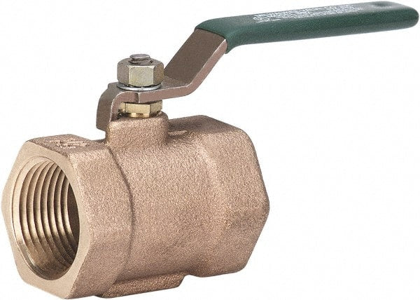 Milwaukee Valve - 1" Pipe, Full Port, Bronze Full Port Ball Valve - Bi-Directional, Threaded (NPT) Ends, Lever Handle, 175 WOG - Exact Tooling