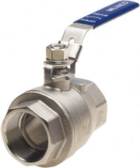 Milwaukee Valve - 2" Pipe, Full Port, Stainless Steel Standard Ball Valve - 2 Piece, Threaded (NPT) Ends, Locking Lever Handle, 1,000 WOG, 150 WSP - Exact Tooling