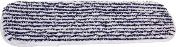 O-Cedar - 18" Long x 5-3/4" Wide Microfiber Dust Mop Pad - Slip-On/Slip-Through Backing, Blue & White, Launderable - Exact Tooling