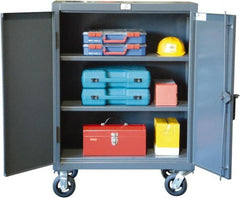 Strong Hold - 2 Shelf Mobile Storage Cabinet - Steel, 36" Wide x 20" Deep x 50" High, Dark Gray - Exact Tooling