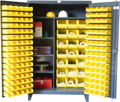 Strong Hold - 1 Shelf 165 Bin Storage Cabinet - Steel, 48" Wide x 24" Deep x 78" High, Dark Gray - Exact Tooling