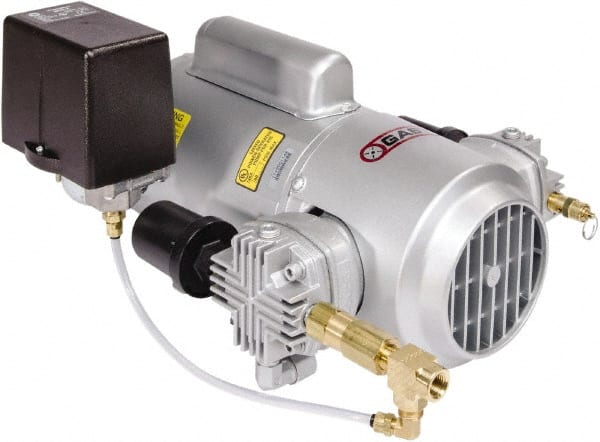 Gast - 3/4 hp, 5.4 CFM, 50 Max psi Piston Compressor Pump - 115/230-1 Volt, 16.97" Long x 13.19" Wide x 8.94" High - Exact Tooling