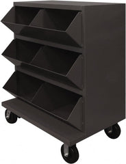 Durham - 2,400 Lb Capacity, 24" Wide x 36" Long x 49-1/4" High Storage Bin Cart - 6 Slot, Steel, 2 Rigid/2 Swivel Casters - Exact Tooling