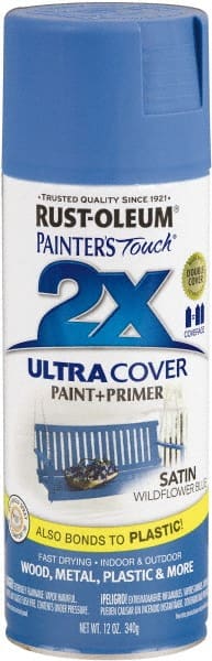 Rust-Oleum - Wildflower Blue, Satin, Enamel Spray Paint - 8 Sq Ft per Can, 12 oz Container, Use on Multipurpose - Exact Tooling