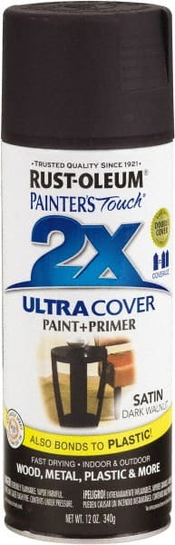 Rust-Oleum - Dark Walnut, Satin, Enamel Spray Paint - 8 Sq Ft per Can, 12 oz Container, Use on Multipurpose - Exact Tooling