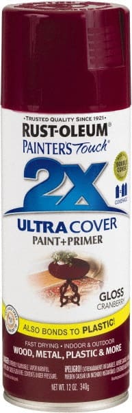 Rust-Oleum - Cranberry, Gloss, Enamel Spray Paint - 8 Sq Ft per Can, 12 oz Container, Use on Multipurpose - Exact Tooling