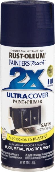 Rust-Oleum - Midnight Blue, Satin, Enamel Spray Paint - 8 Sq Ft per Can, 12 oz Container, Use on Multipurpose - Exact Tooling