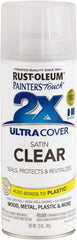 Rust-Oleum - Clear, Satin, Enamel Spray Paint - 8 Sq Ft per Can, 12 oz Container, Use on Multipurpose - Exact Tooling