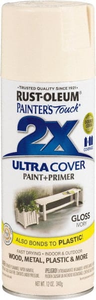 Rust-Oleum - Ivory, Gloss, Enamel Spray Paint - 8 Sq Ft per Can, 12 oz Container, Use on Multipurpose - Exact Tooling