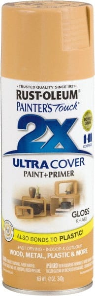 Rust-Oleum - Khaki (Color), Gloss, Enamel Spray Paint - 8 Sq Ft per Can, 12 oz Container, Use on Multipurpose - Exact Tooling