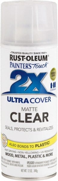 Rust-Oleum - Clear, Flat, Enamel Spray Paint - 8 Sq Ft per Can, 12 oz Container, Use on Multipurpose - Exact Tooling