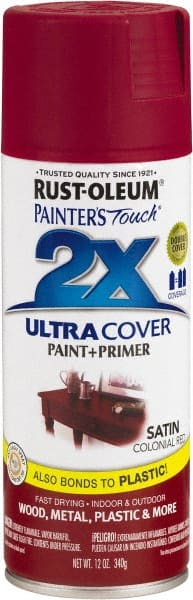 Rust-Oleum - Colonial Red, Satin, Enamel Spray Paint - 8 Sq Ft per Can, 12 oz Container, Use on Multipurpose - Exact Tooling