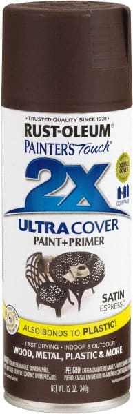 Rust-Oleum - Espresso, Satin, Enamel Spray Paint - 8 Sq Ft per Can, 12 oz Container, Use on Multipurpose - Exact Tooling
