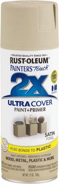 Rust-Oleum - Fossil (Color), Satin, Enamel Spray Paint - 8 Sq Ft per Can, 12 oz Container, Use on Multipurpose - Exact Tooling