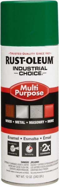 Rust-Oleum - Emerald Green, Gloss, Enamel Spray Paint - 15 to 25 Sq Ft per Can, 12 oz Container, Use on Multipurpose - Exact Tooling