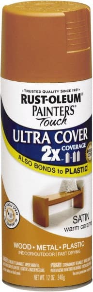 Rust-Oleum - Warm Caramel, Satin, Enamel Spray Paint - 8 Sq Ft per Can, 12 oz Container, Use on Multipurpose - Exact Tooling