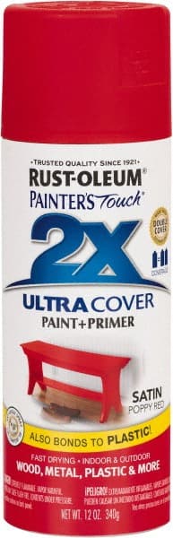 Rust-Oleum - Poppy Red, Gloss, Enamel Spray Paint - 8 Sq Ft per Can, 12 oz Container, Use on Multipurpose - Exact Tooling