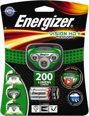 Energizer - White, Red LED Bulb, 200 Lumens, Hands-free Flashlight - Green Plastic Body, 3 AAA Alkaline Batteries Included - Exact Tooling