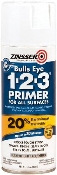 Rust-Oleum - 13 oz White Water-Based Acrylic Enamel Primer - 8 to 12 Sq Ft Coverage, Quick Drying, Interior/Exterior - Exact Tooling