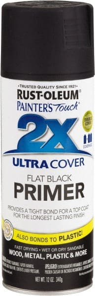 Rust-Oleum - 12 oz Black Aerosol Primer - 10 to 12 Sq Ft Coverage, Interior/Exterior - Exact Tooling