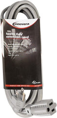 innovera - 15', 14/2 Gauge/Conductors, Gray Indoor Extension Cord - 1 Receptacle, 13 Amps, NEMA 5-15R - Exact Tooling