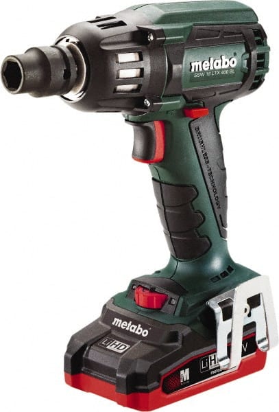Metabo - 1/2" Drive 18 Volt Pistol Grip Cordless Impact Wrench & Ratchet - 2,150 RPM, 0 to 4,250 BPM, 295 Ft/Lb Torque, 2 Lithium-Ion Batteries Included - Exact Tooling